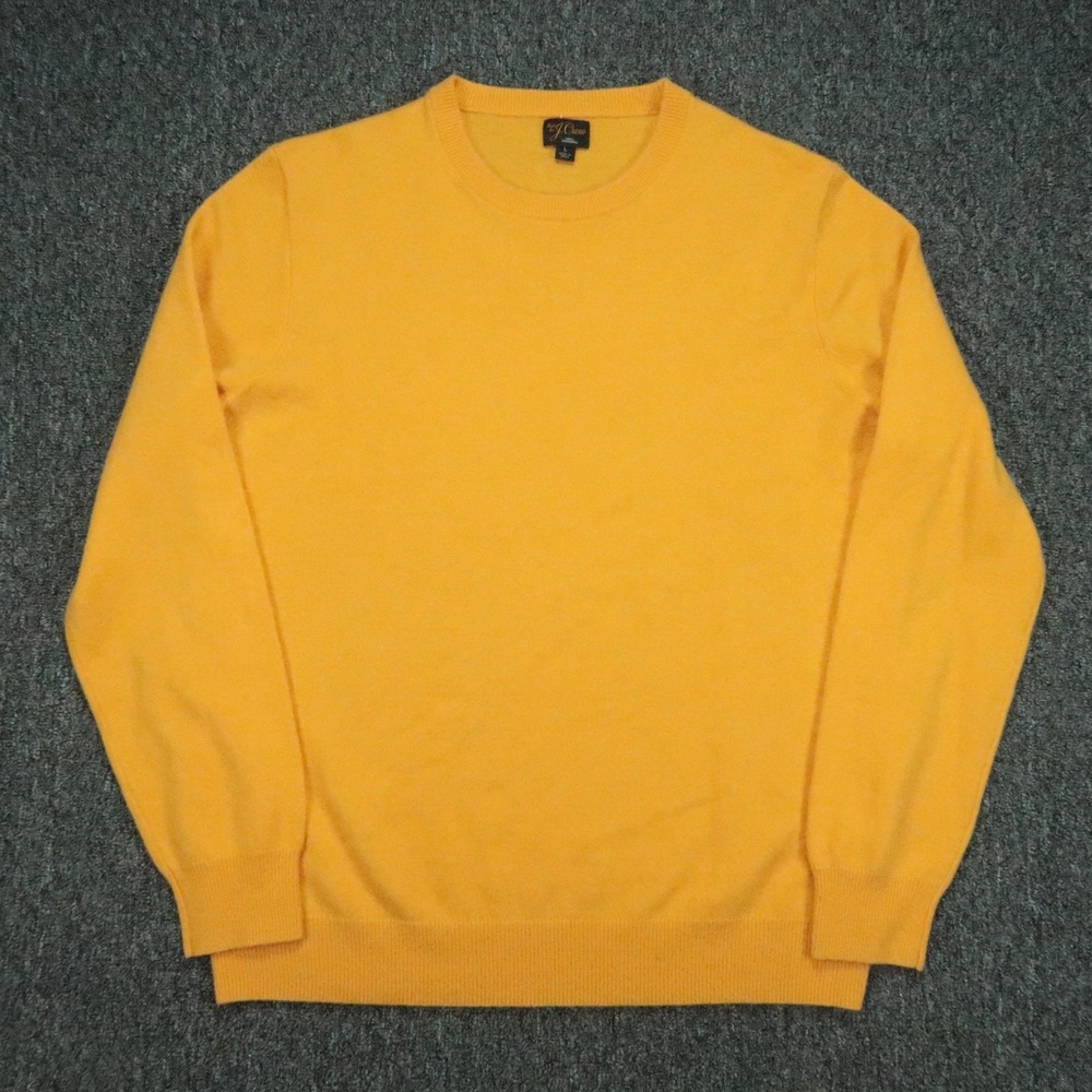 J Crew Sweater Mens Large Yellow 100% Cashmere Crew Neck Pullover Jumper